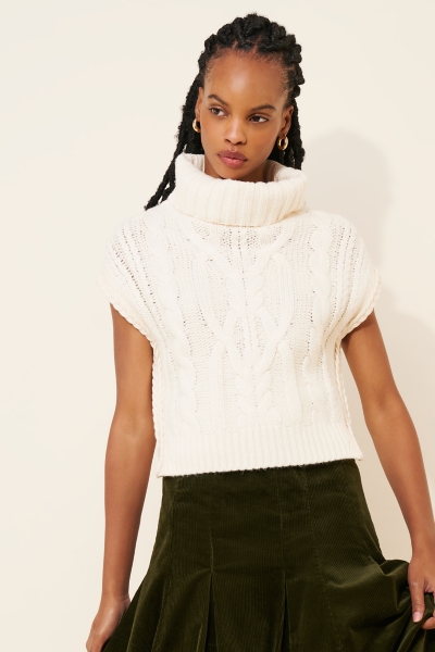 Angelica Cable Trim High-Low Sweater Vest | Nuuly