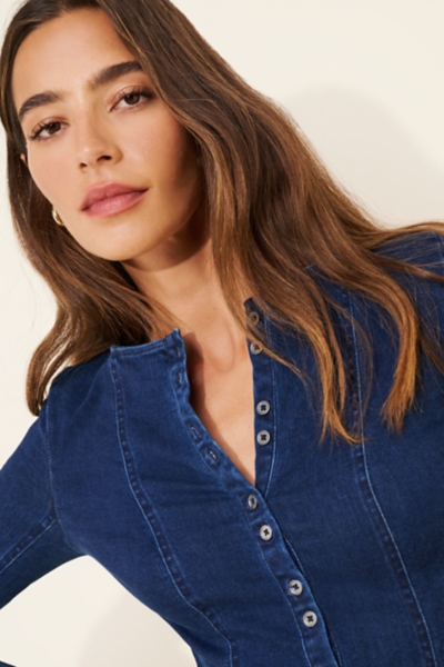 kent denim mini dress Free People Kent Denim Mini Dress in Blue