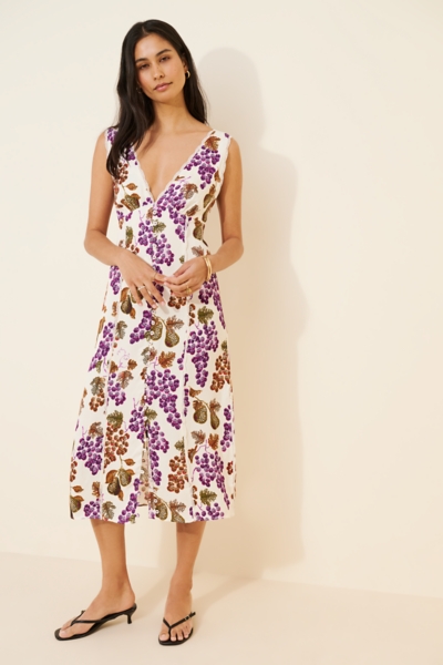 knee length dresses for ladies Farm Rio Women's Delicate Fruit Garden Mini Dress – Saint Bernard