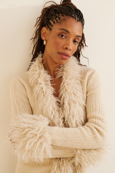 Knit Faux-Fur Cardigan | Nuuly