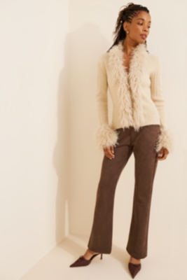 Knit Faux-Fur Cardigan