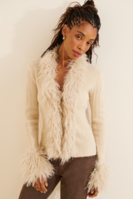 Knit Faux-Fur Cardigan