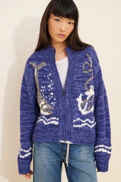 Isla Sailboat Patterned Knit Zip-Up Sweater | Nuuly