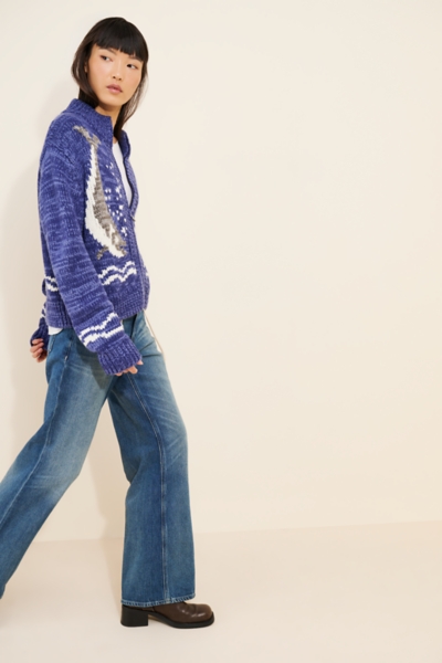 Isla Sailboat Patterned Knit Zip-Up Sweater | Nuuly