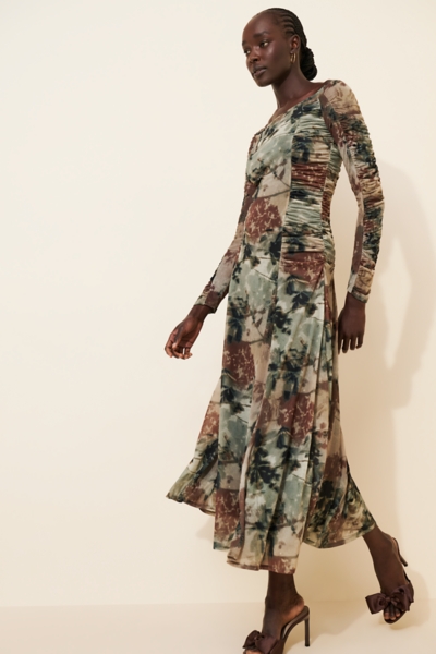 Off-Shoulder Gathered Godet Maxi Dress | Nuuly
