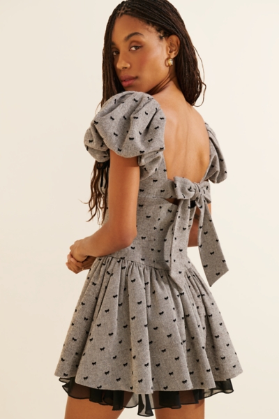 ワンピース THEREDTHREAD S suit bow dress mini grey Twill Bow Mini Dress | Nuuly