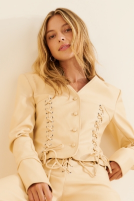 Vegan-Leather Lace Up Jacket | Nuuly
