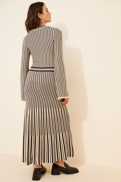 chinese dress ladies Hdhdeueh Women Striped Knitted Maxi Dress O-Neck Long Sleeve See Through  Dresses Beach Vacation Robe Striped S at Amazon Women's Clothing store