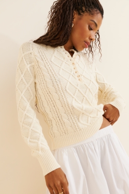 Josefine Cable-Knit Henley | Nuuly
