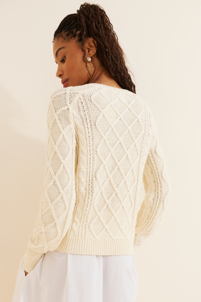 Josefine Cable-Knit Henley | Nuuly