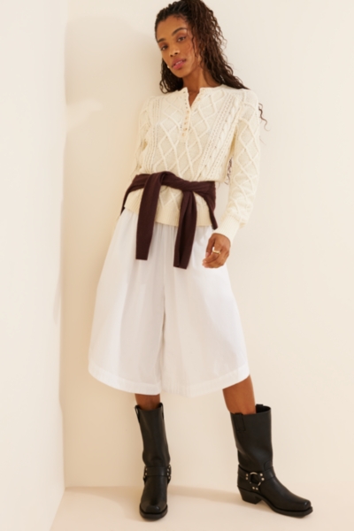 にゃん☆Floral Cable Knit Gypsohila ベージュ にゃん☆Floral Cable