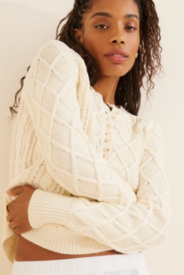 Josefine Cable-Knit Henley | Nuuly