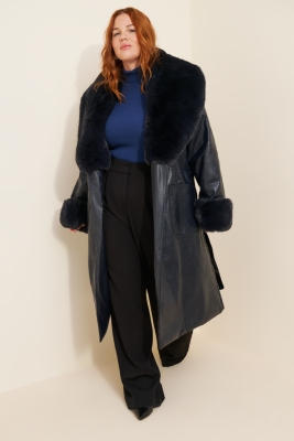 The Stevie Longline Vegan-Leather Coat | Nuuly