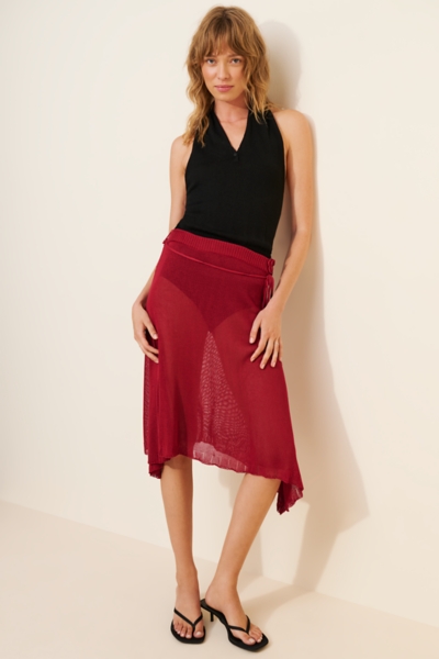 NKNIT alpaca sheer KNIT skirt (red) 【公式通販】