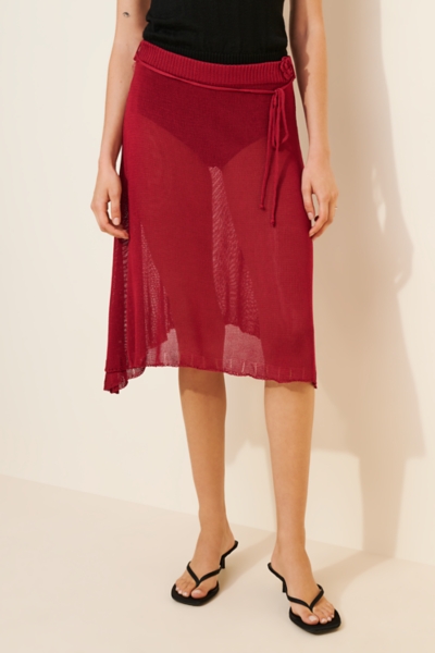 NKNIT alpaca sheer KNIT skirt (red) 【公式通販】