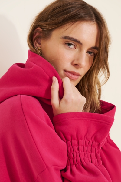 Shirred Peplum Hoodie | Nuuly
