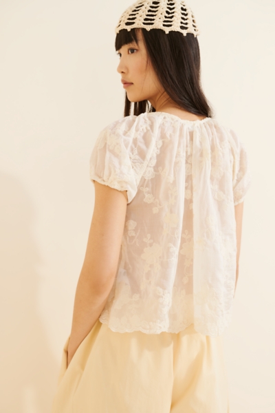 Meadow Short Sleeve Lace Bed Jacket | Nuuly