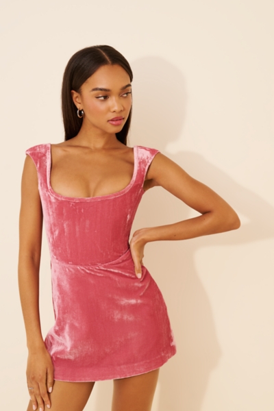 strapless open back dress Rent Samsara Hot Pink Jasmine Satin Mini Dress main image 1
