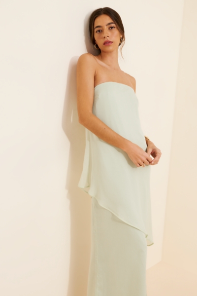 strapless slip dress Infinite Open Back Satin Convertible Maxi TAUPE / XS by Sugarlips complete with a slightly flared hem for making moves. InstantFigure Shapewear Tube Slip Dress