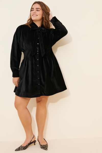 blue dress for baby girl Black Velvet Shirt Midi Dress – Mint Velvet main image 1