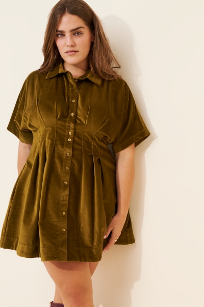 The Tobie Velvet Mini Shirt Dress | Nuuly