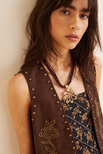 Stud Pattern Vegan-Suede Vest | Nuuly