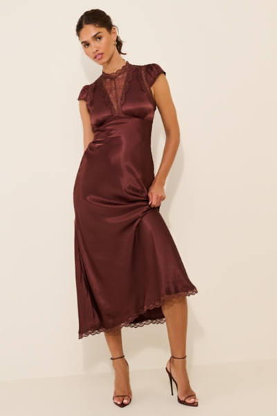 Everly Satin Lace Maxi Dress