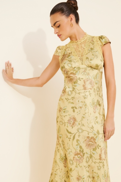 gold satin dress mini Naira Pleated Maxi Dress - Gold main image 0
