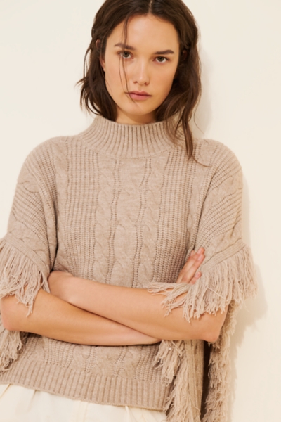 カットソー(長袖/七分) L'Appartement  Knit Fringe Poncho Plus Exclusive Fringe Knit Poncho | Talbots