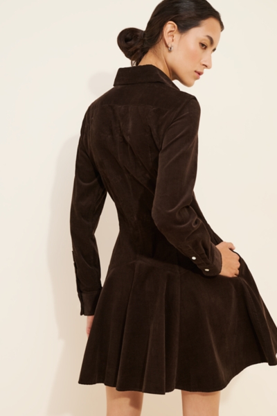 Corduroy Collared Long-Sleeve Mini Shirtdress | Nuuly