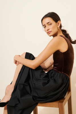 Velvet Poplin Midi Dress