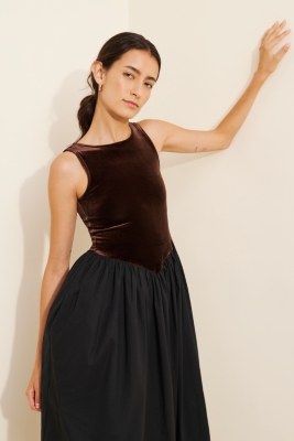 Velvet Poplin Midi Dress