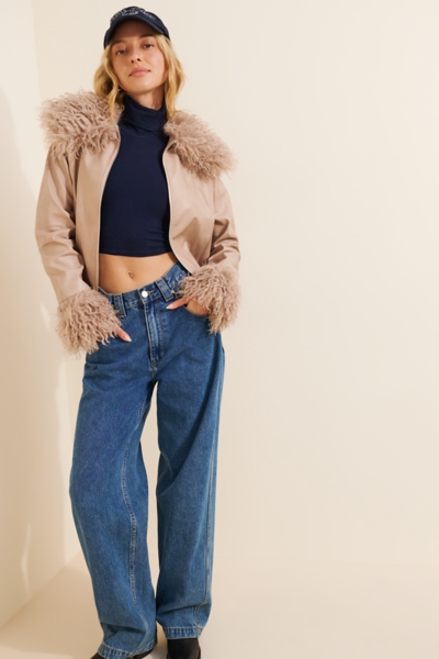 Ginger Vegan Leather Faux Fur Jacket | Nuuly