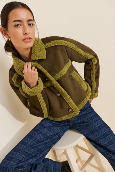 Borg Detail Cropped Jacket | Nuuly