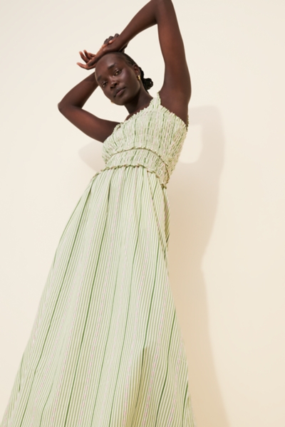 green nap dress Hill House Home The Cambria Nap Dress | White/Green Arcadia Border | 2XS | Adult main image 1