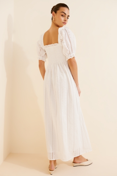 white floral print midi dress PatBO Botanical POPLIN Midi Dress
