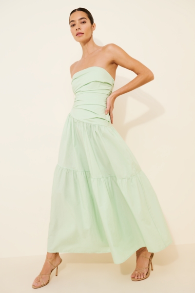 knee length dresses for ladies Lucia Folded Strapless Linen Maxi Dress – Endless Rose main image 0