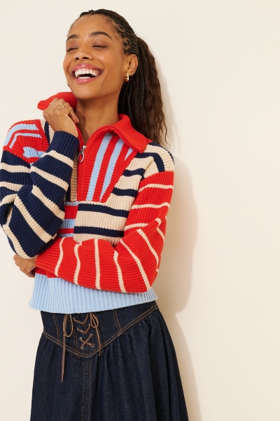 Mix Stripe Half-Zip Sweater | Nuuly