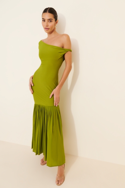 green emerald velvet dress Tiffany Designs 16106 - Sweetheart Feather Sleeve Evening Gown 2 / Dark Green