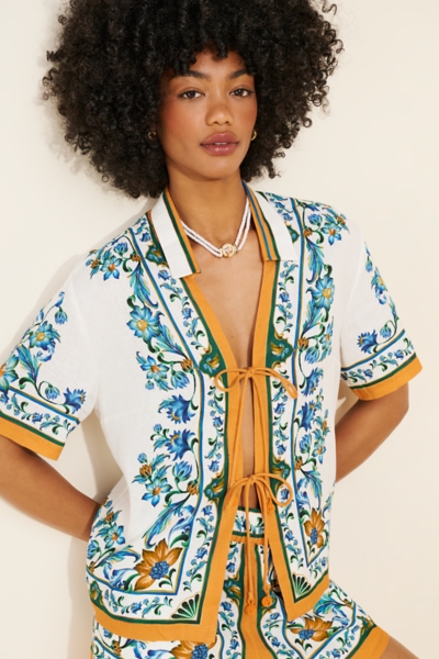Flora Tile Off-White Blouse | Nuuly