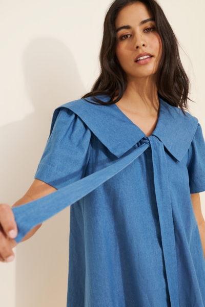 sailor blue dress Cotton Poplin Short Sleeve Sailor Dress – Addison Bay® main image 1
