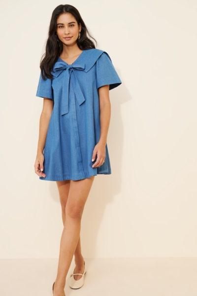 by nicola belle frill mini dress Cute Floral Summer Dress with Blue and Pink Skirt Pink Blue Floral / Medium