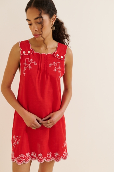 mare mare embroidered chiffon cape swing mini dress Show Me Your Mumu Malia Mini Dress in Blue main image 1
