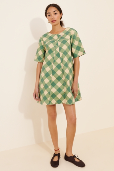 white christmas dresses Olive Green Denim Button Front Mini Dress - All Dresses