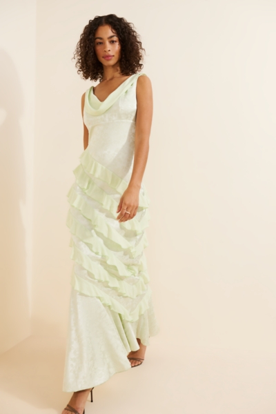 knee length dresses for ladies Cecilia Cowl Neck Drape Back Maxi Dress Emerald main image 0