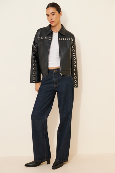 Grommet Detail Vegan Leather Jacket | Nuuly
