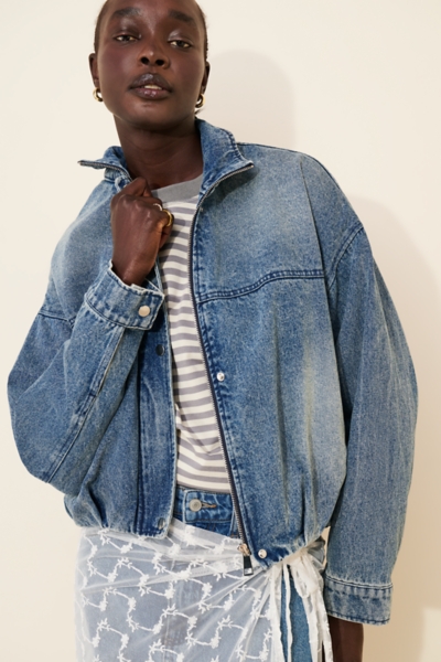 Jenni Oversized Denim Bomber Jacket | Nuuly