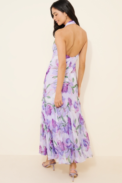 halter dress with corset Backless Long Halter Prom Dress with Boned Waist Marigold / Medium main image 0
