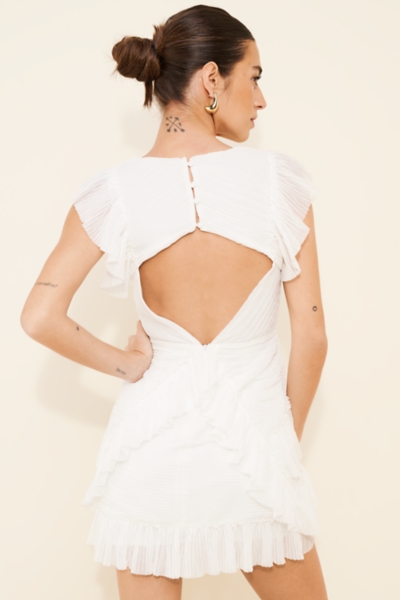 open lace back dress Poppy Delevingne Yellow Floral Noa Mini Dress main image 0