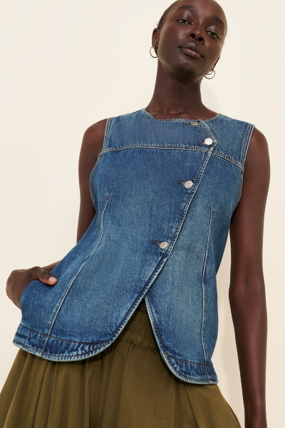 Maris Asymmetric Denim Vest | Nuuly